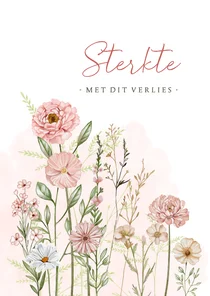 Condoleancekaart bloemen in pastelkleurtjes