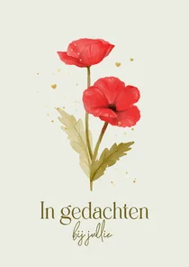 Condoleancekaart bloemen klaprozen stijlvol in gedachten