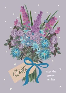 Condoleancekaart bosbloemen en hartjes