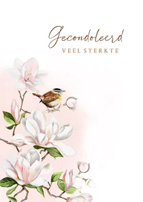 Condoleancekaart magnoliatak met vogeltje