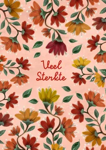 Condoleancekaart met bloemen in warme kleuren