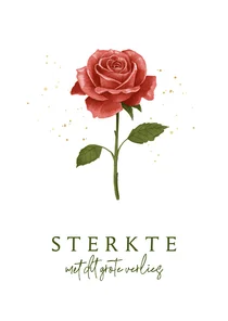 Condoleancekaart rode roos bloem sterkte stijlvol