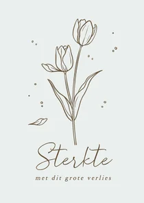 Condoleancekaart sterkte bloemen tulpen line art