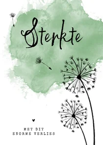 Condoleancekaart sterkte natuur paardenbloem hartjes
