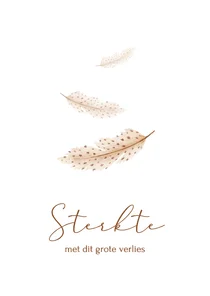 Condoleancekaart sterkte veertjes verlies ik denk aan je