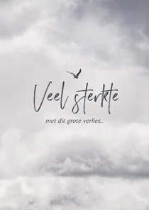 Condoleancekaart veel sterkte wolken vogel grijs