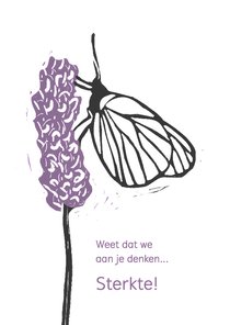 Condoleancekaart vlinder op bloem