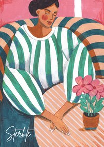 Condoleancekaart vrouw in gedachte strepen