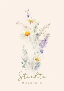 Condoleancekaart zachte aquarel veldbloemen