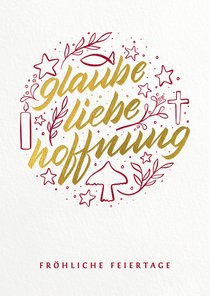 Duitse Christelijke kerstkaart 'Glaube Liebe Hoffnung'