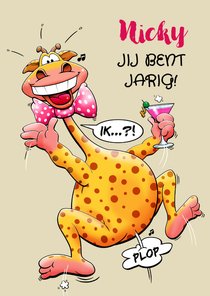 Een grappige verjaardagskaart met giraffen