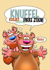 Een grappige verjaardagskaart met leuke beren en knuffel