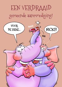 Een leuke en grappige beterschapskaart met 2 olifanten