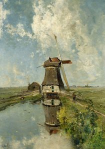 Een molen aan een poldervaart