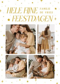 Elegante fotocollage kaart met goudkleurige sterretjes