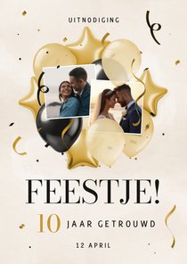 Feestelijke jubileumkaart met foto's sterren en ballonnen