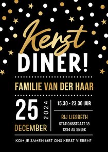 Feestelijke uitnodiging familie kerstdiner confetti