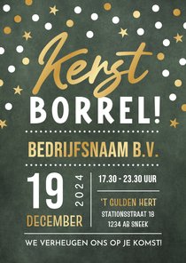 Feestelijke uitnodiging kerstborrel zakelijk met foliedruk