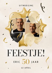 Feestelijke uitnodiging met sterren en ballonnen