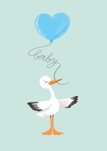 Felicitatie geboorte jongen ooievaar met ballon
