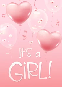 Felicitatie geboorte meisje hartjes en bloesem 3d ballonnen