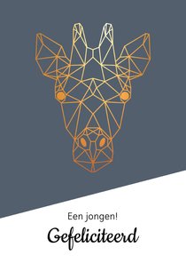 Felicitatie - geometrische giraf met goud