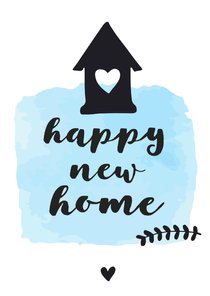 Felicitatie Happy new home - zwart wit