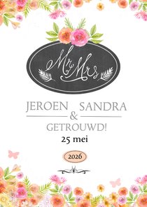 Felicitatie huwelijk schoolbord 