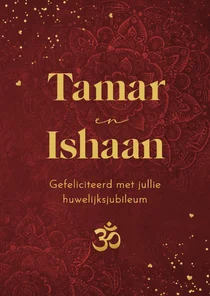 Felicitatie huwelijksjubileum rood mandala patroon hartjes