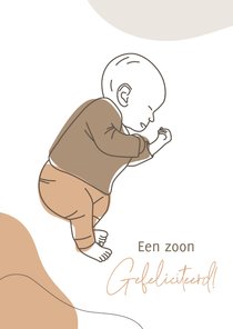 Felicitatie lijntekening slapende baby