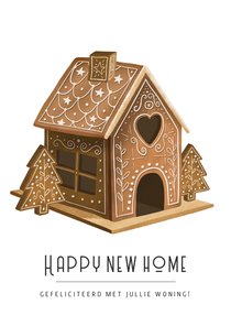 Felicitatie nieuwe woning kerst gingerbread huisje