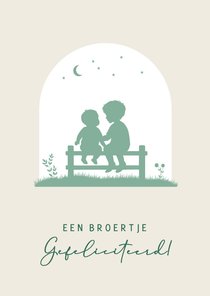 Felicitatie silhouet baby en grote broer op hekje