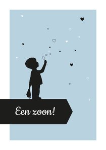 Felicitatie - Silhouet jongen met hartjes