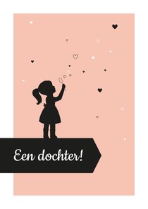 Felicitatie - Silhouet meisje met hartjes