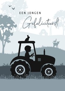 Felicitatie tractor met dieren