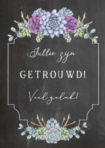 Felicitatie trouwen vetplant 