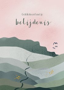 Felicitatie voor belijdenis met landschap en bijbeltekst