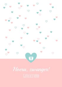 Felicitatie - Vrolijke blauwe en roze hartjes