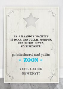 Felicitatie Zoon Tekstbord Hout