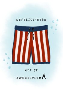 Felicitatie zwemdiploma zwembroek