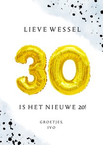 Felicitatiekaart 30ste verjaardag man met cijferballonnen
