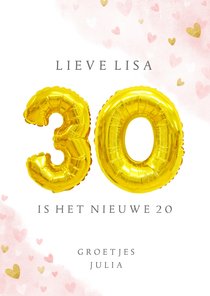 Felicitatiekaart 30ste verjaardag met gouden cijfers