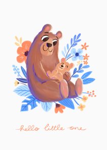 Felicitatiekaart beer met klein beertje hello little one