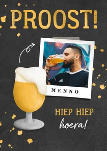 Felicitatiekaart bierglas met foto en leeftijd