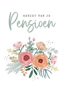 Felicitatiekaart bloemen pensioen vrouw confetti foto