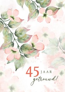 Felicitatiekaart botanisch met roze bloemen