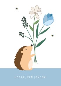 Felicitatiekaart - Egel met bloemen