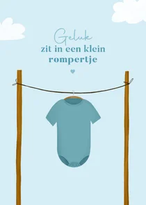 Felicitatiekaart geboorte jongen met blauwe romper