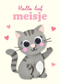 Felicitatiekaart geboorte kitten meisje
