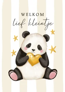 Felicitatiekaart geboorte lieve panda beer met sterren